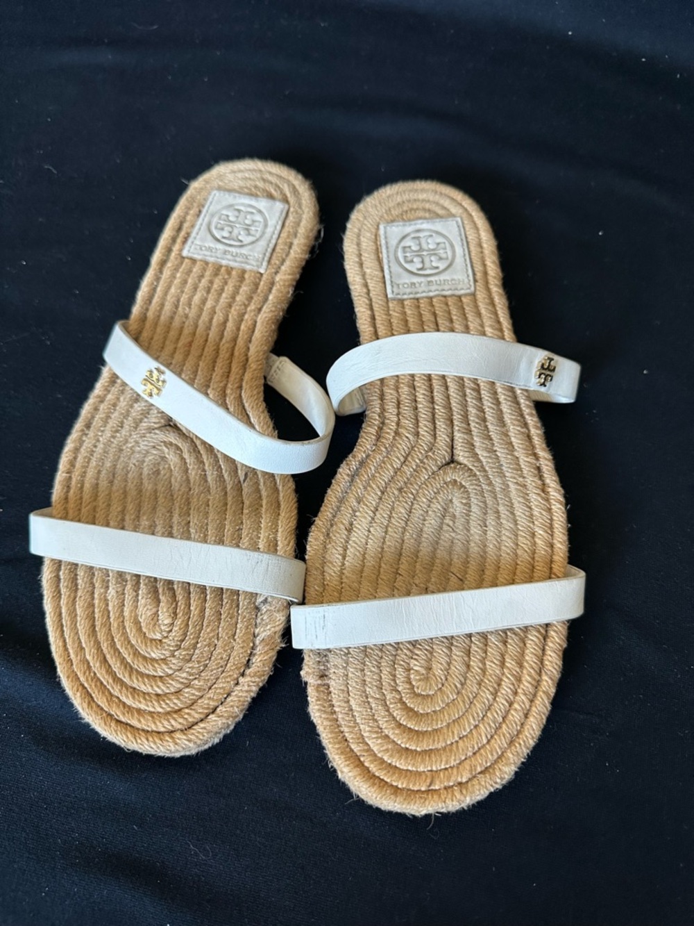 Tory Burch White Leather Double-Strap Espadrille Slide Sandals - Picture 8 of 8